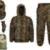 Ginsco Ghillie Suit Full Face Mask Gloves Set, 3D Leafy Camo Suit for Men
